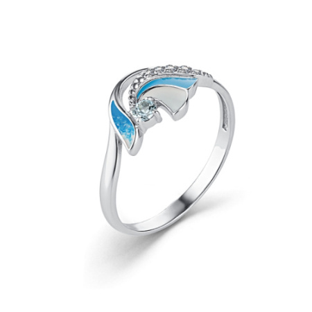 Кольцо из серебра с топазом и эмалью