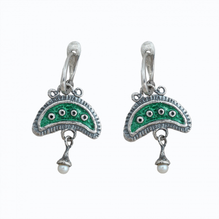 Серьги из серебра с жемчугом и эмалью