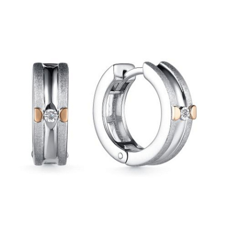 Серебряные серьги-кого с бриллиантом