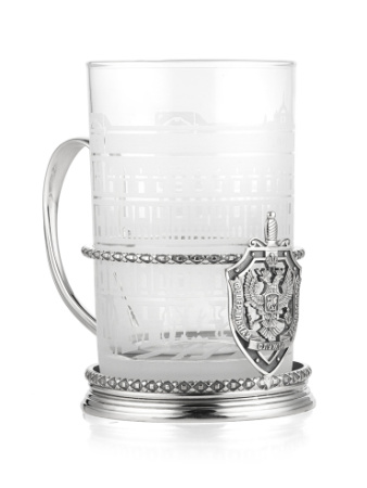 Серебряный подстаканник «ФСБ» с хрусталем