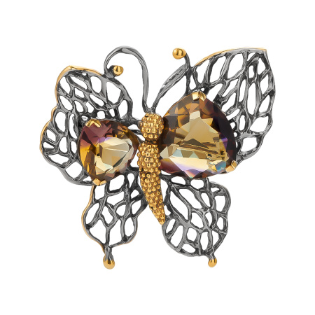 Серебряная брошь-подвеска с аметрином на шнуре