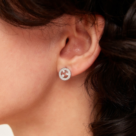 Серебряные серьги-пусеты с фианитами