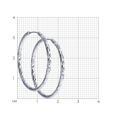 Серьги конго из серебра с алмазной гранью 2,5 см