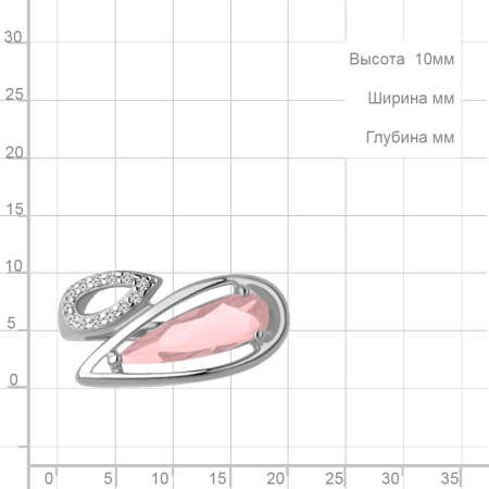 Серебряное кольцо с фианитами и наноморганитом