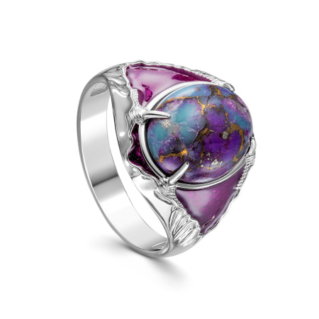 Серебряное кольцо с бирюзой и эмалью