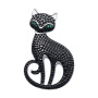 Брошь из серебра с фианитами «Кошка»