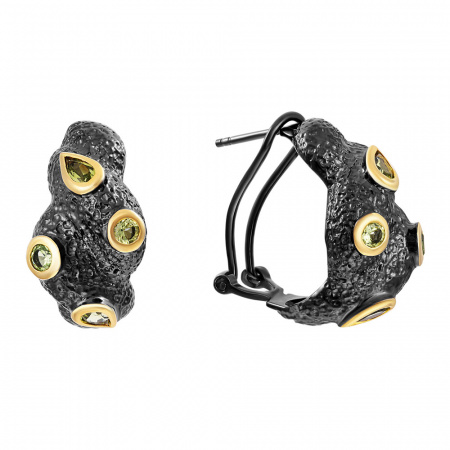 Серьги из серебра с позолотой и перидотами