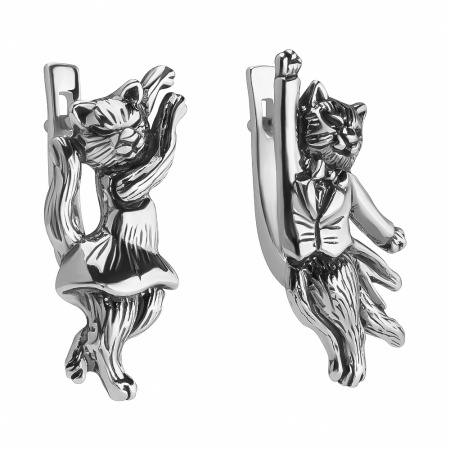 Серьги из серебра «Кошачий вальс»