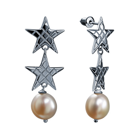 Серьги из серебра с жемчугом «Звезда»