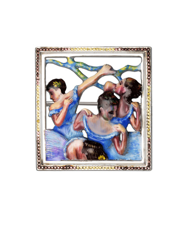 Серебряная брошь «Голубые танцовщицы»