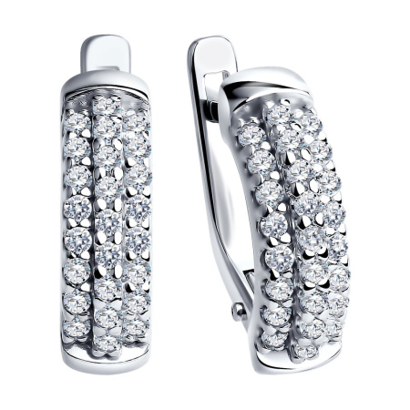 Серьги из серебра с фианитами