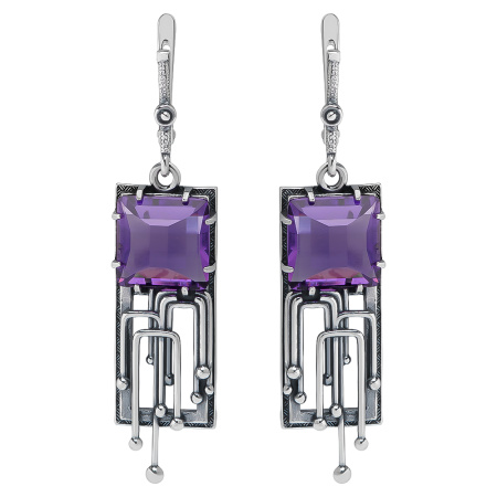 Серьги из серебра 925 «Сибелиус» с аметистом