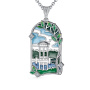 Подвеска из серебра с эмалью «Беседка на озере»