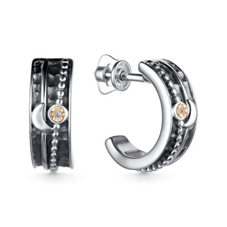 Серьги из серебра с бриллиантом «Луна»