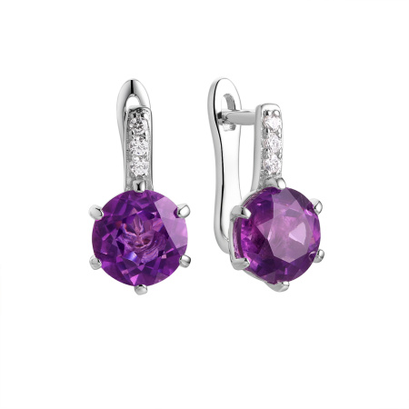 Серьги из серебра с аметистом и фианитами