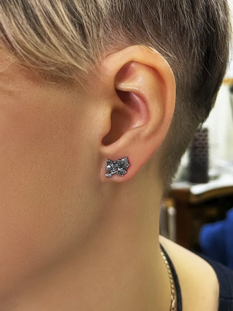 Пусеты из серебра «Клен»