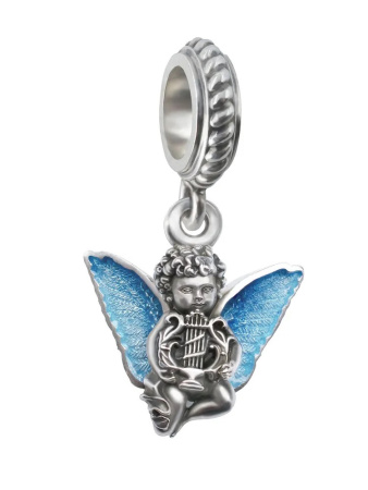Шарм из серебра с эмалью «Ангелочек»