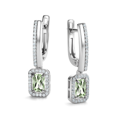 Серебряные серьги с празиолитом и фианитами