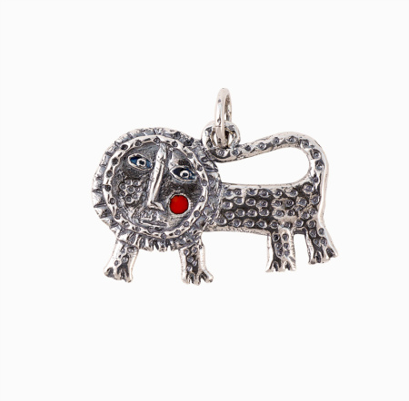 Серебряная подвеска «Лев» с эмалью