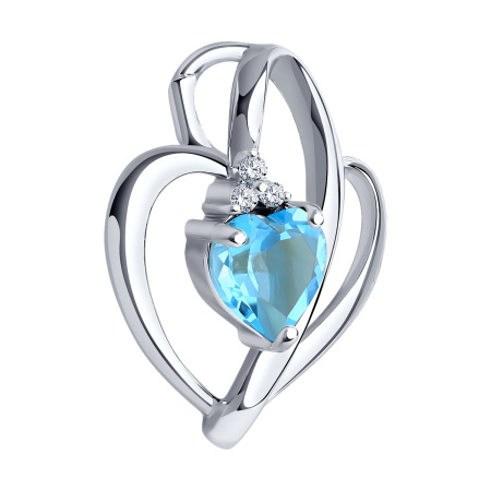 Серебряная подвеска с топазом и фианитами