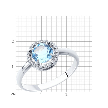 Серебряное кольцо с топазом и фианитами