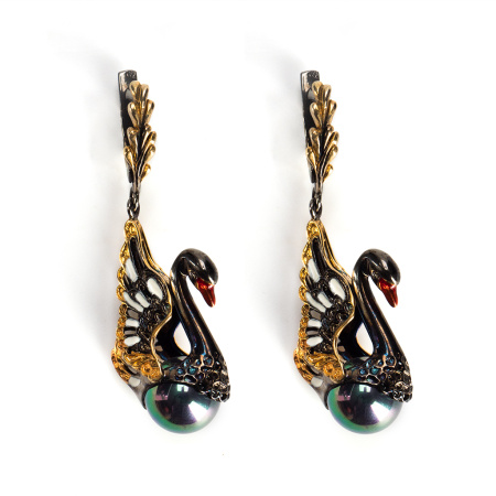 Серебряные серьги «Лебеди»