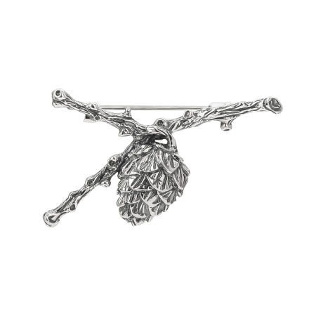 Серебряная брошь «Шишка»