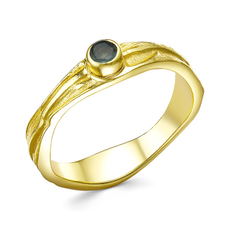 Кольцо из серебра в позолоте с халцедоном