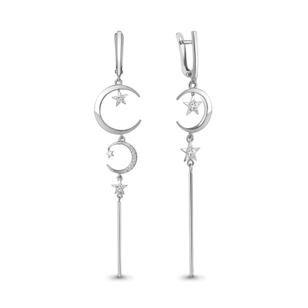 Серьги из серебра с фианитами «Звезда»