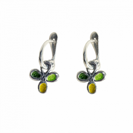 Серьги из серебра с эмалью «Трилистник»