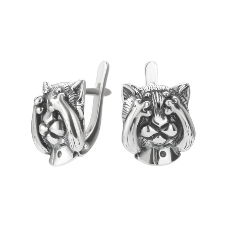 Женские серьги из серебра 925 Не вижу кот