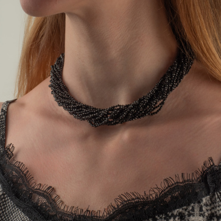 Колье из серебра с шпинелью и фианитами