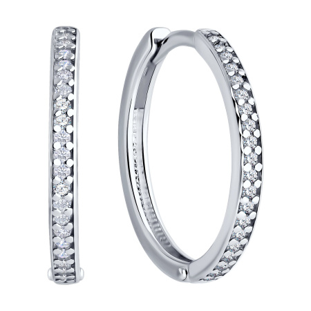 Серебряные серьги-конго с фианитами 2 см