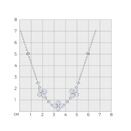 Серебряное колье с фианитами «Цветы»