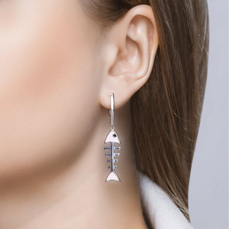 Серьги из серебра с эмалью Sokolov «Рыба»