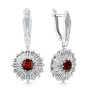 Серьги из серебра с гранатом и фианитами