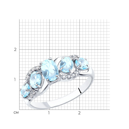Кольцо из серебра с топазами и фианитами Sokolov