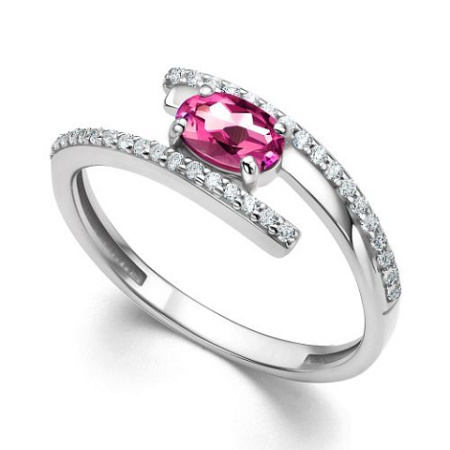 Серебряное кольцо с топазом и фианитами