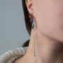 Серебряные серьги с шпинелью, наношпинелью и фианитами «Чертополох»