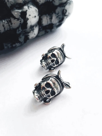 Серьги из серебра 925 Череп Баба Яга