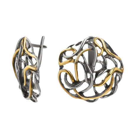 Серебряные серьги с позолотой