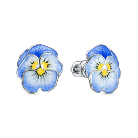 Серьги «Анютины глазки» из серебра с эмалью