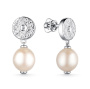 Серьги с жемчугом и бриллиантом из серебра