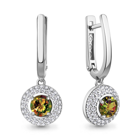 Серебряные серьги с султанитами и фианитами