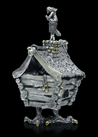 Серебряная солонка «Избушка на курьих ножках» с лопаткой