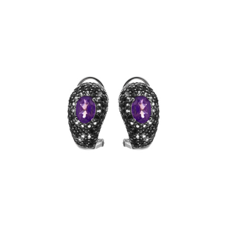 Серьги из серебра с аметистами и топазами «Капля»