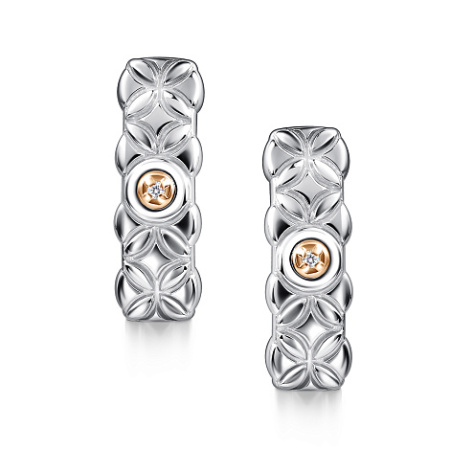 Серебряные серьги с бриллиантами и позолотой