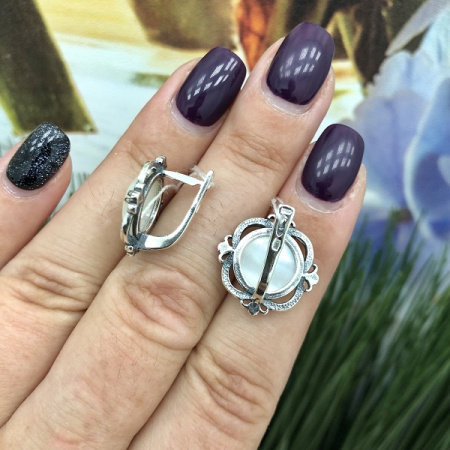 Серебряные серьги «Барокко» с перламутром