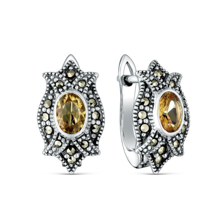 Серьги из серебра с марказитами и султанитом