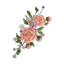 Брошь из серебра с кораллом, жемчугом, фианитами и эмалью «Роза»